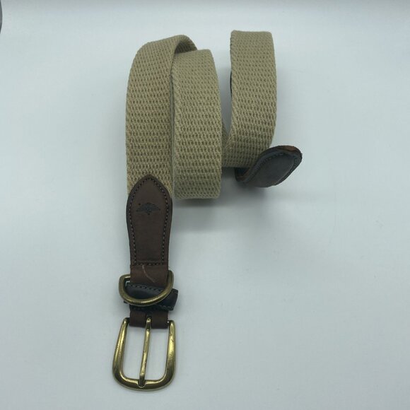 Dockers Tan Cotton Canvas Belt w/ Leather Tabs 2571 Men's Size 40 - Picture 1 of 14